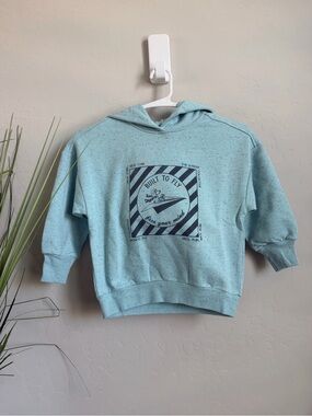 The Sunday Collective Built To Fly Graphic Hoodie Sea Angel Blue 4Y NWT